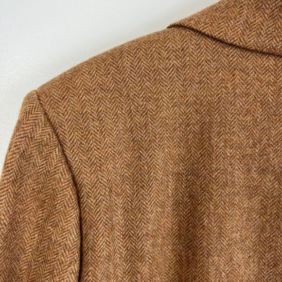 Vintage Pierre Cardin Pure Virgin Wool Herringbone dark Camel Brown Suit Jacket - Picture 14 of 15
